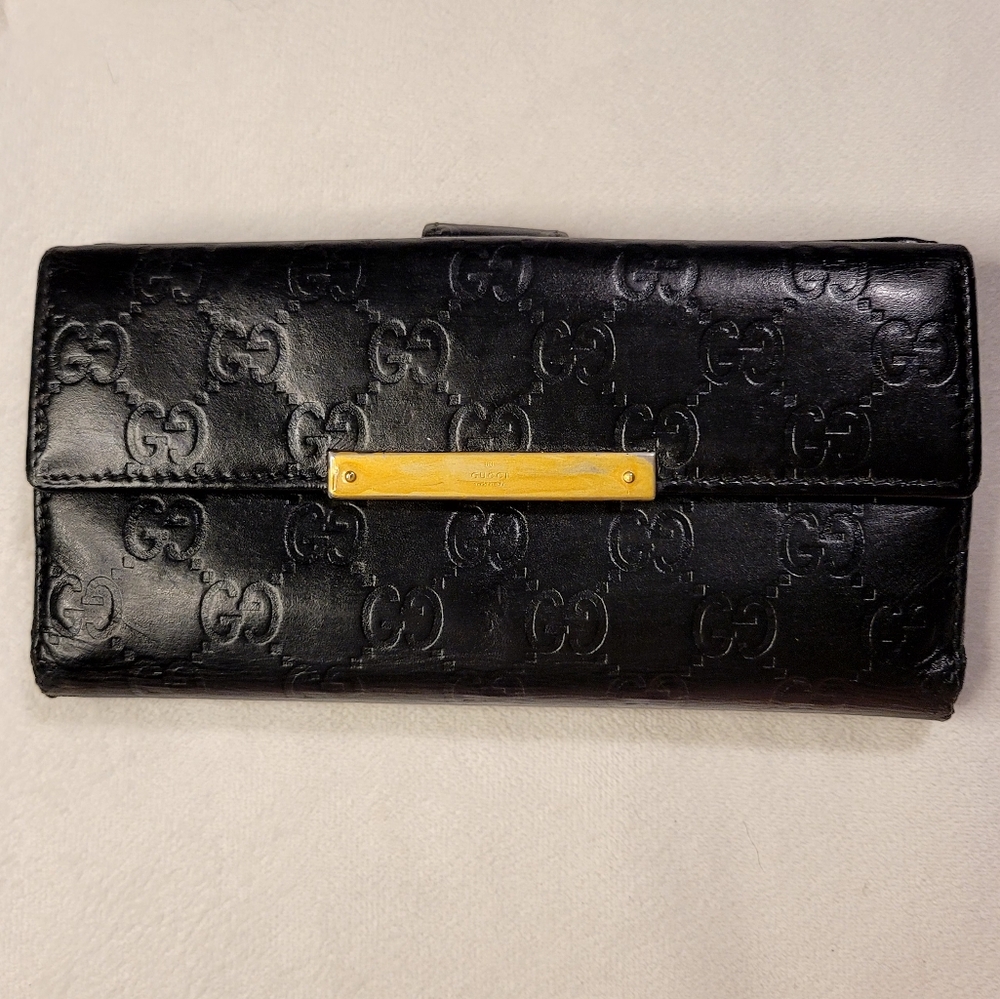 Gucci Long Wallet Guccissima Black Leather